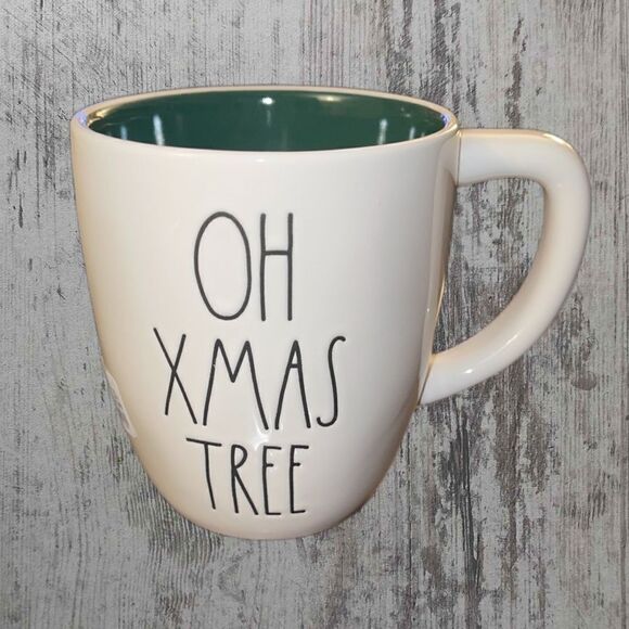 Rae Dunn OH XMAS TREE Double Sided Mug New - Picture 1 of 3